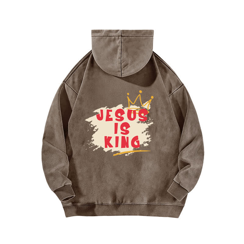Christianartworkshop Jesus Is King Crown Back Print Washed Hoodie - image 10