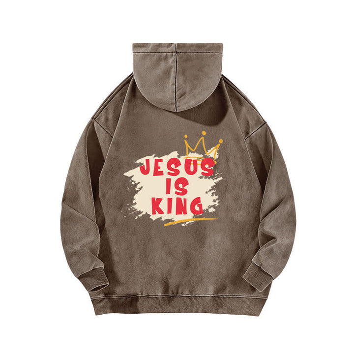 Christianartworkshop Jesus Is King Crown Back Print Washed Hoodie - image 10