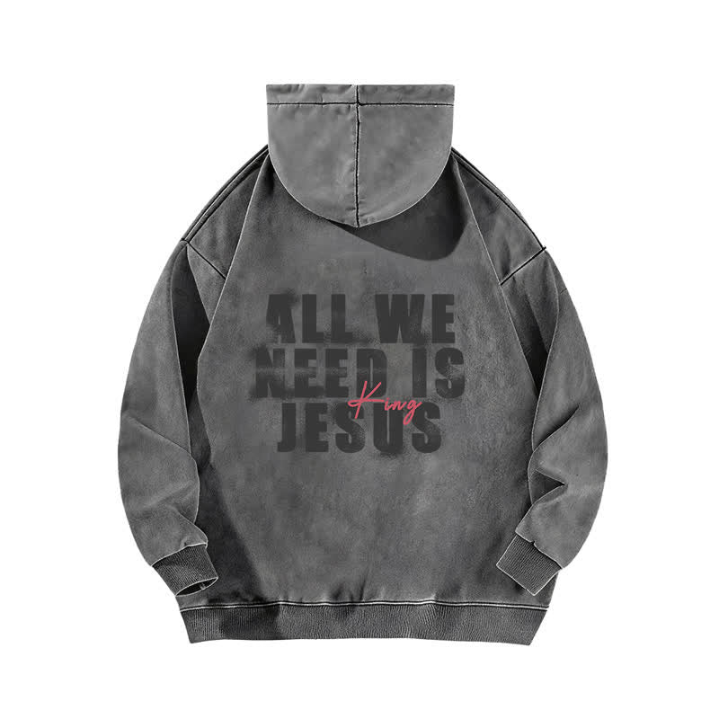 Christianartworkshop Jesus King Front And Back Print Washed Hoodie - image 7