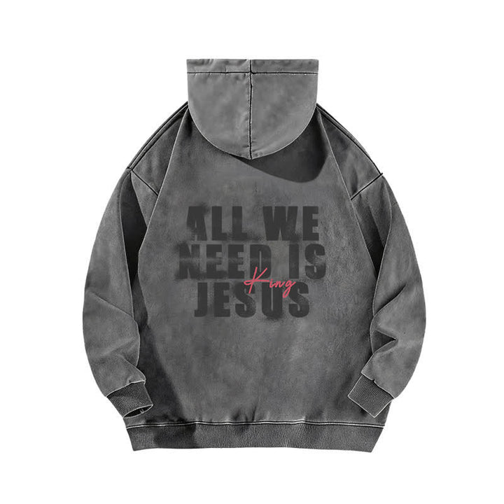 Christianartworkshop Jesus King Front And Back Print Washed Hoodie - image 7