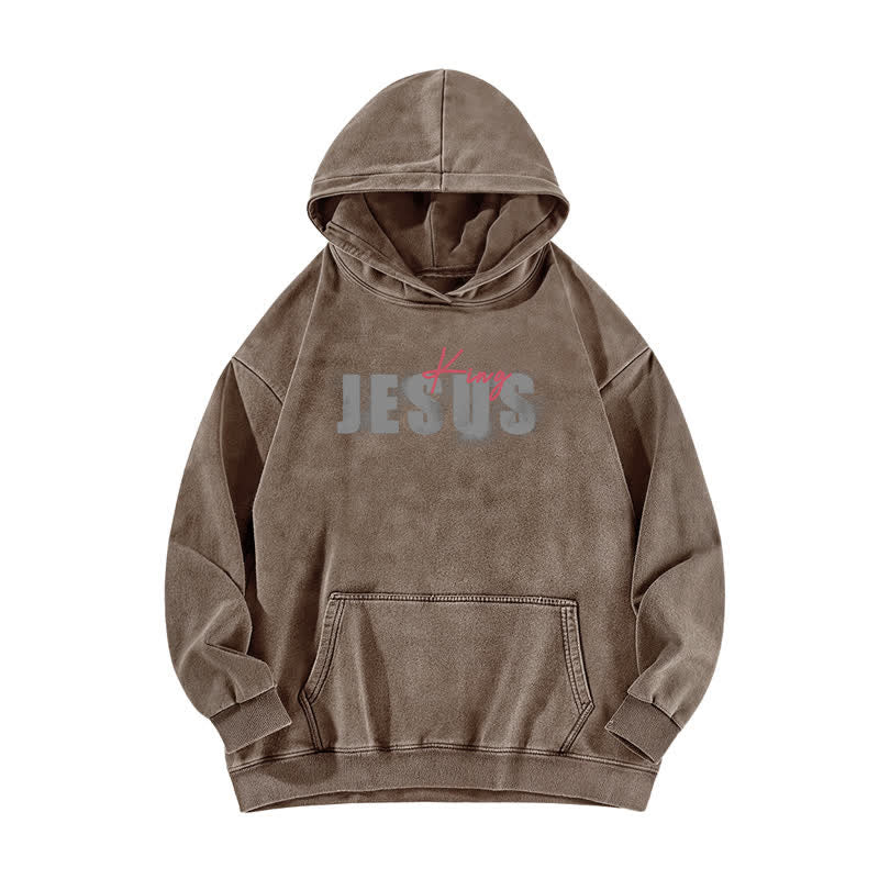 Christianartworkshop Jesus King Front And Back Print Washed Hoodie - image 14