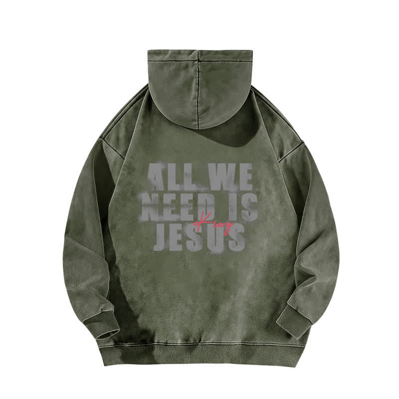 Christianartworkshop Jesus King Front And Back Print Washed Hoodie - image 10