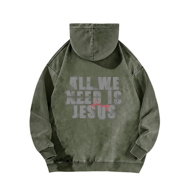 Christianartworkshop Jesus King Front And Back Print Washed Hoodie - image 10