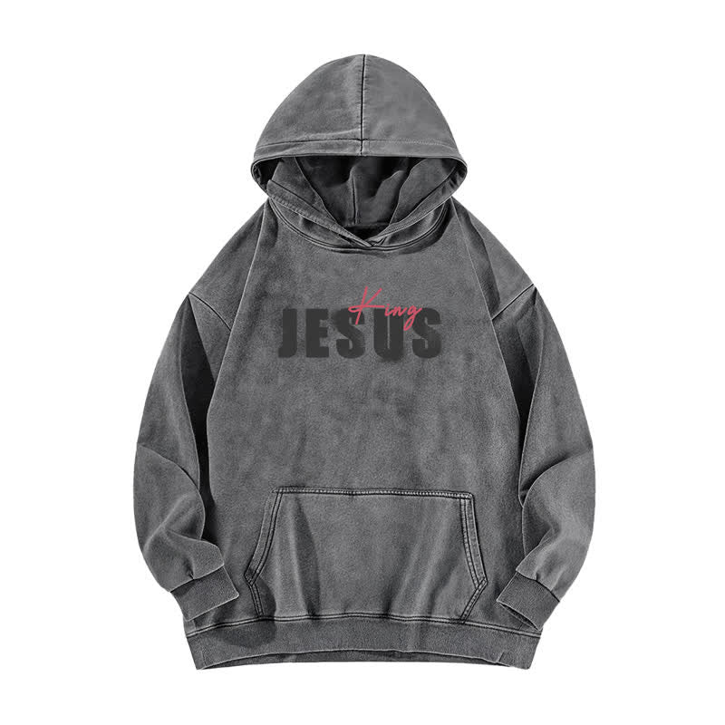 Christianartworkshop Jesus King Front And Back Print Washed Hoodie - image 8