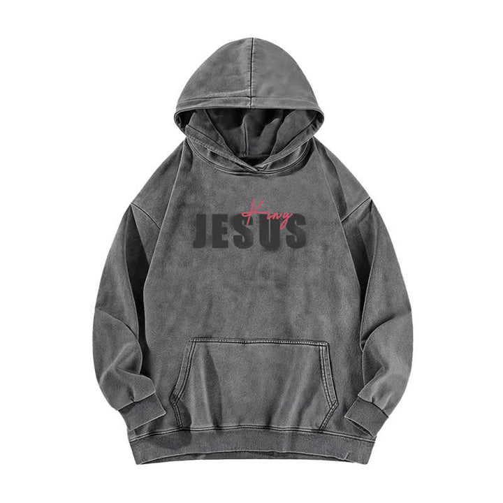 Christianartworkshop Jesus King Front And Back Print Washed Hoodie - image 8