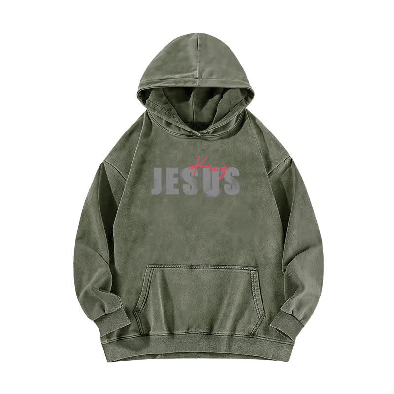 Christianartworkshop Jesus King Front And Back Print Washed Hoodie - image 11