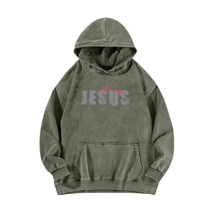 Christianartworkshop Jesus King Front And Back Print Washed Hoodie - image 11