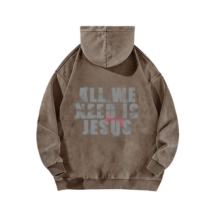 Christianartworkshop Jesus King Front And Back Print Washed Hoodie - image 13