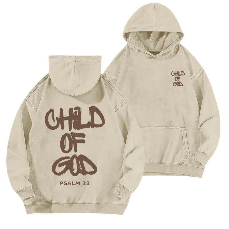 Christianartworkshop Inspirational Child Of God Psalm 23 Front & Back Print Washed Hoodie - Apricot - 5XL - image 0