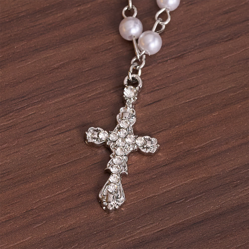 Christianartworkshop Tiered Faux Pearl Cross Chain: Token of Gentle Divine Protection - image 6