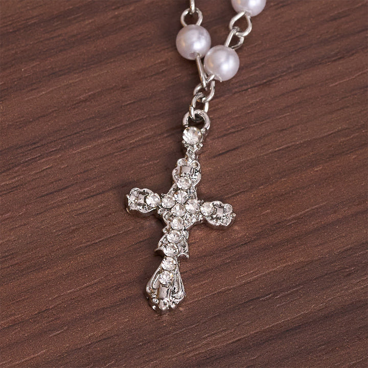 Christianartworkshop Tiered Faux Pearl Cross Chain: Token of Gentle Divine Protection - image 6