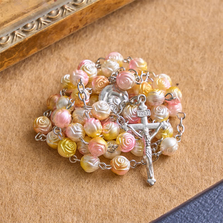 Christianartworkshop Heavenly Rose Bead Rosary With Crucifix: Badge of Steady Guidance - Pink - image 5