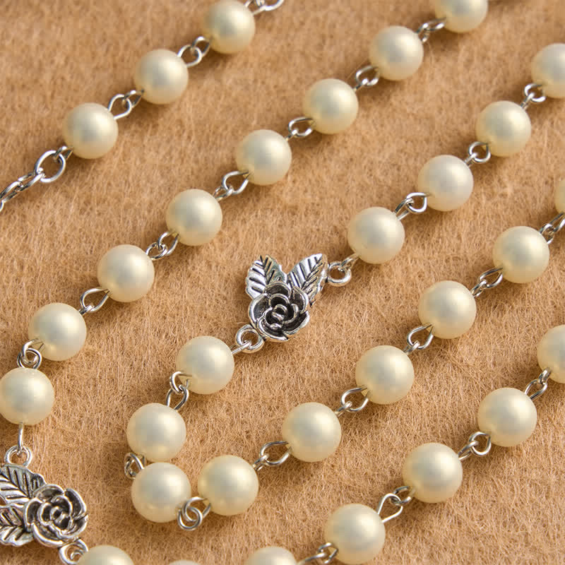 Christianartworkshop Our Lady of Fatima Rosary with Rose Alloy Cross: Token of Sacred Gentle Grace - image 1