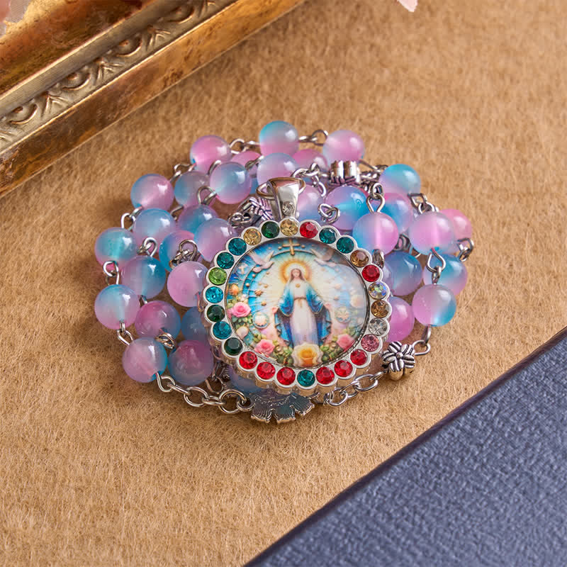 Christianartworkshop Ornate Our Lady of Miraculous Medal Rosary with Glass Beads: Sign of Divine Shelter - image 3