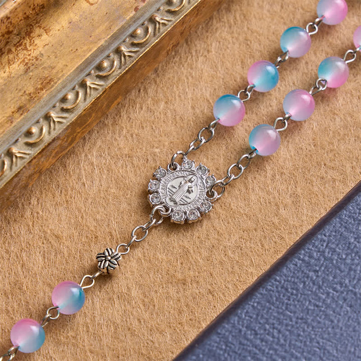 Christianartworkshop Ornate Our Lady of Miraculous Medal Rosary with Glass Beads: Sign of Divine Shelter - image 2