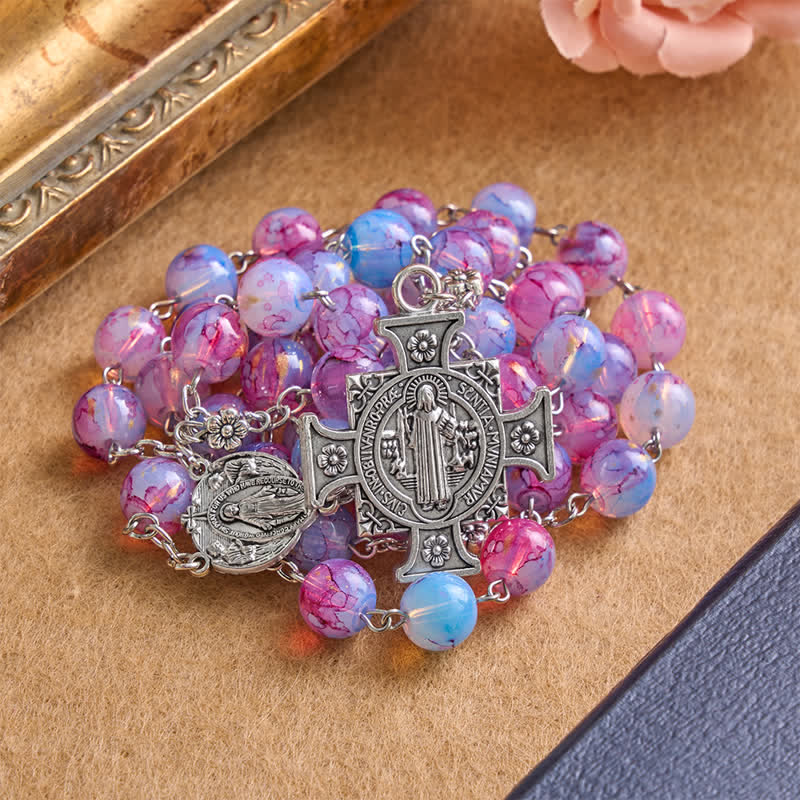 Christianartworkshop Ornate Alloy Rosary with Our Lady & St. Benedict: Emblem of Quiet Blessing - image 2