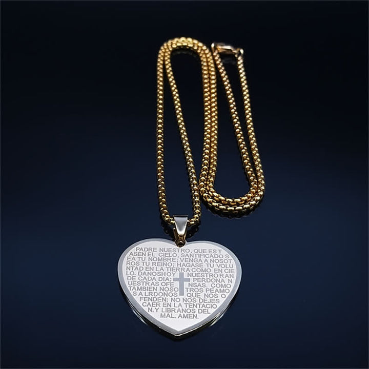 Christianartworkshop Solid Stainless Steel Heart Prayer Necklace: Token of Unwavering Heavenly Care - image 5
