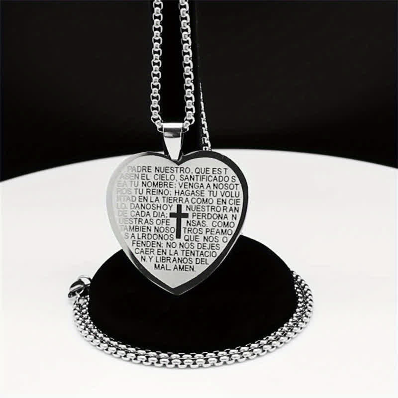 Christianartworkshop Solid Stainless Steel Heart Prayer Necklace: Token of Unwavering Heavenly Care - image 4