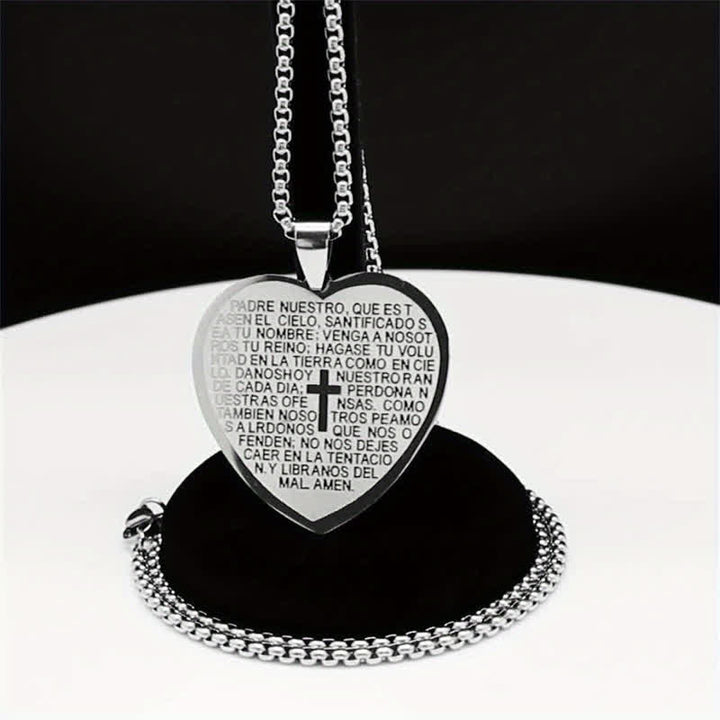 Christianartworkshop Solid Stainless Steel Heart Prayer Necklace: Token of Unwavering Heavenly Care - image 4
