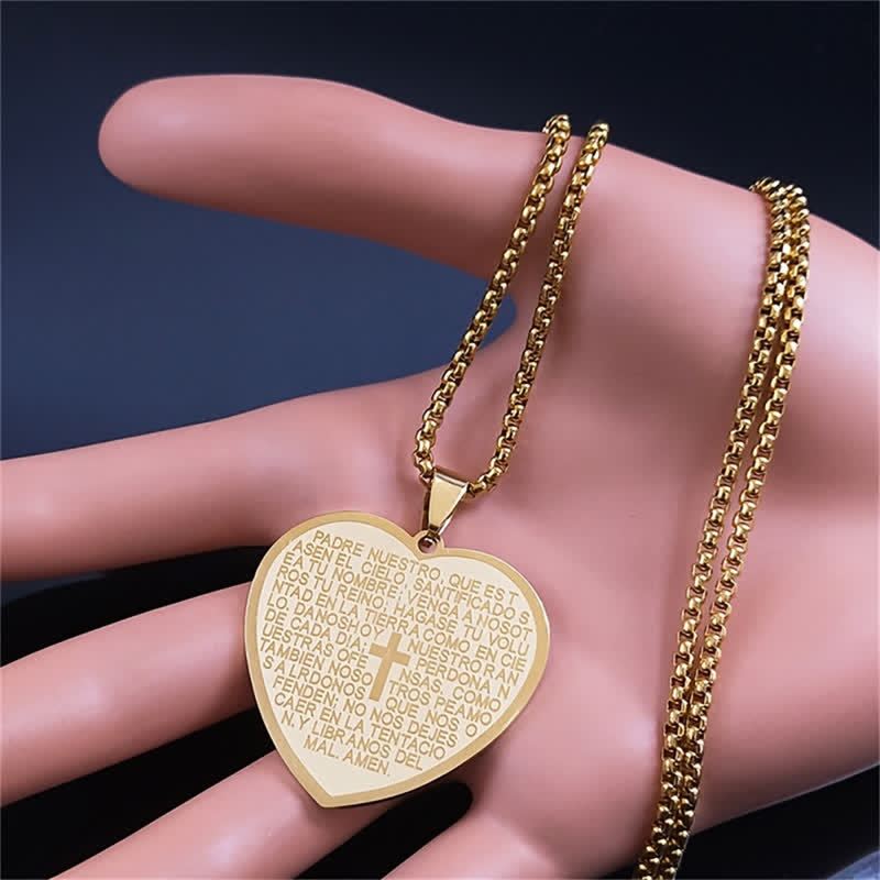 Christianartworkshop Solid Stainless Steel Heart Prayer Necklace: Token of Unwavering Heavenly Care - image 1