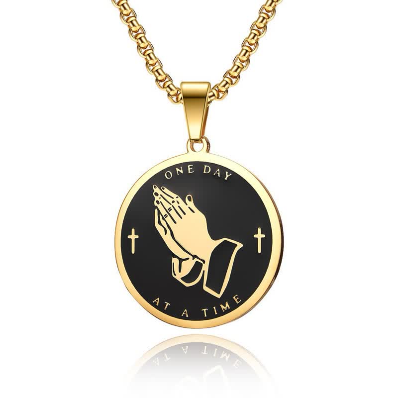 Christianartworkshop Dual-Sided Serenity Praying Hands Pendant Necklace: Token of Abiding Divine Calm - image 3