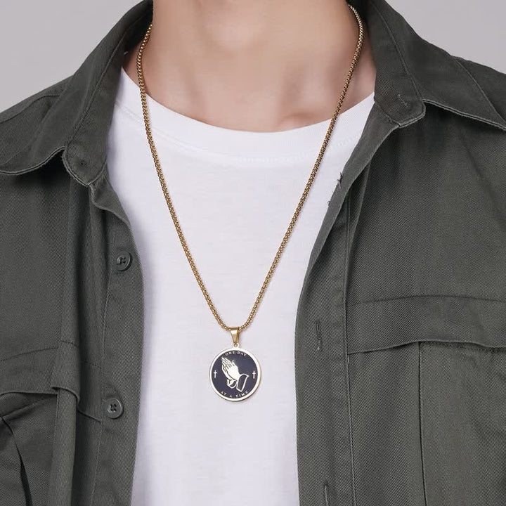 Christianartworkshop Dual-Sided Serenity Praying Hands Pendant Necklace: Token of Abiding Divine Calm - image 1