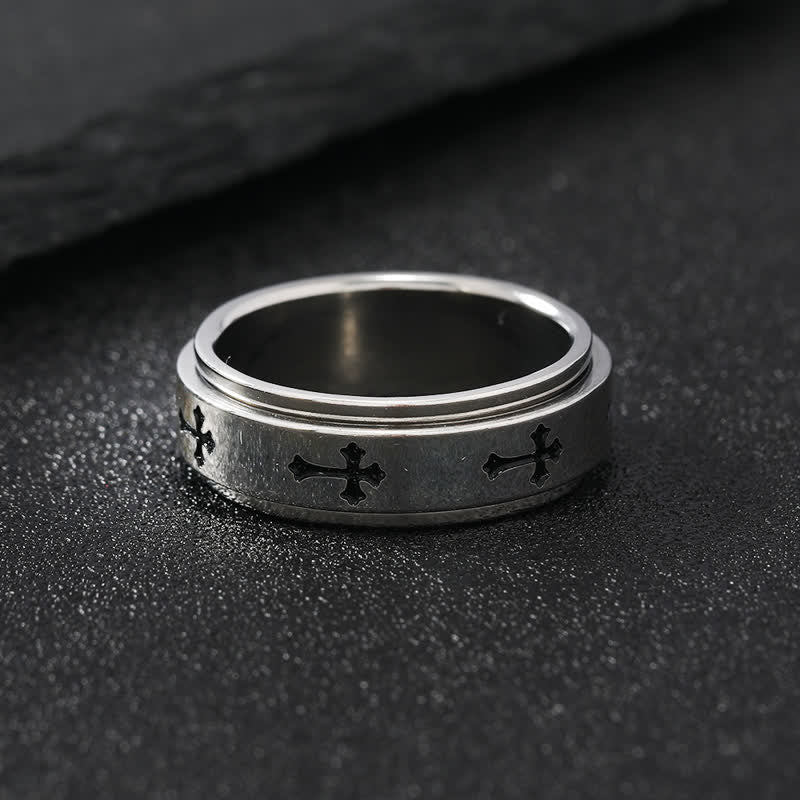 Christianartworkshop Rotatable Cross Stainless Steel Band Ring: Emblem of Abiding Heavenly Grace - image 5