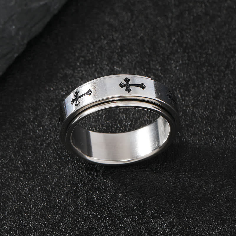 Christianartworkshop Rotatable Cross Stainless Steel Band Ring: Emblem of Abiding Heavenly Grace - image 7
