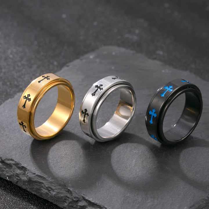 Christianartworkshop Rotatable Cross Stainless Steel Band Ring: Emblem of Abiding Heavenly Grace - image 3