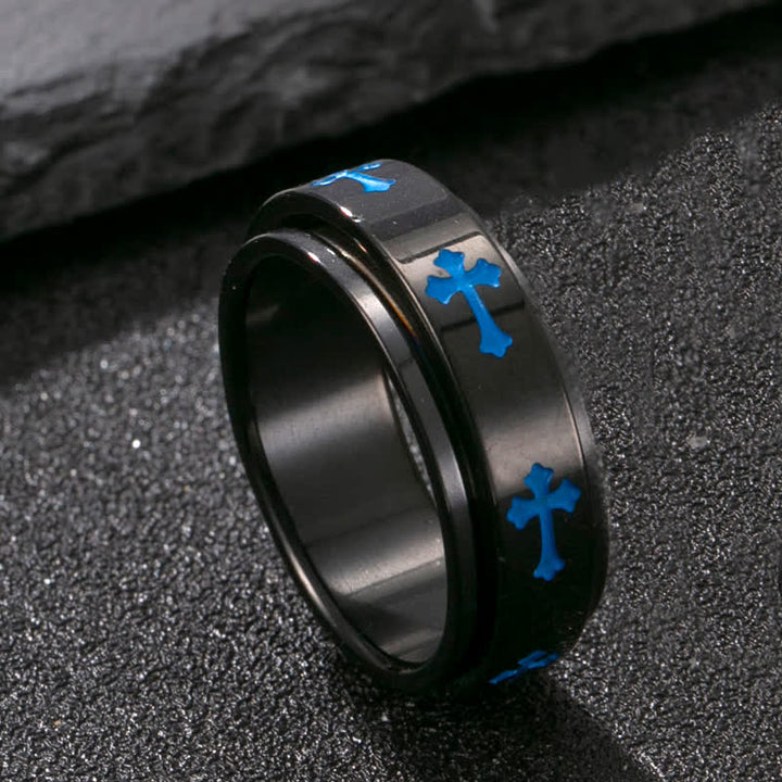 Christianartworkshop Rotatable Cross Stainless Steel Band Ring: Emblem of Abiding Heavenly Grace - Black - US 11 - image 9