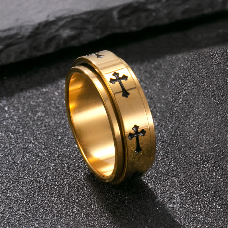 Christianartworkshop Rotatable Cross Stainless Steel Band Ring: Emblem of Abiding Heavenly Grace - Golden - US 11 - image 8