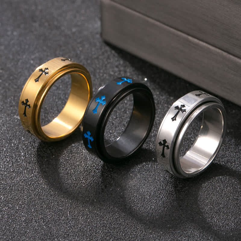 Christianartworkshop Rotatable Cross Stainless Steel Band Ring: Emblem of Abiding Heavenly Grace - image 1