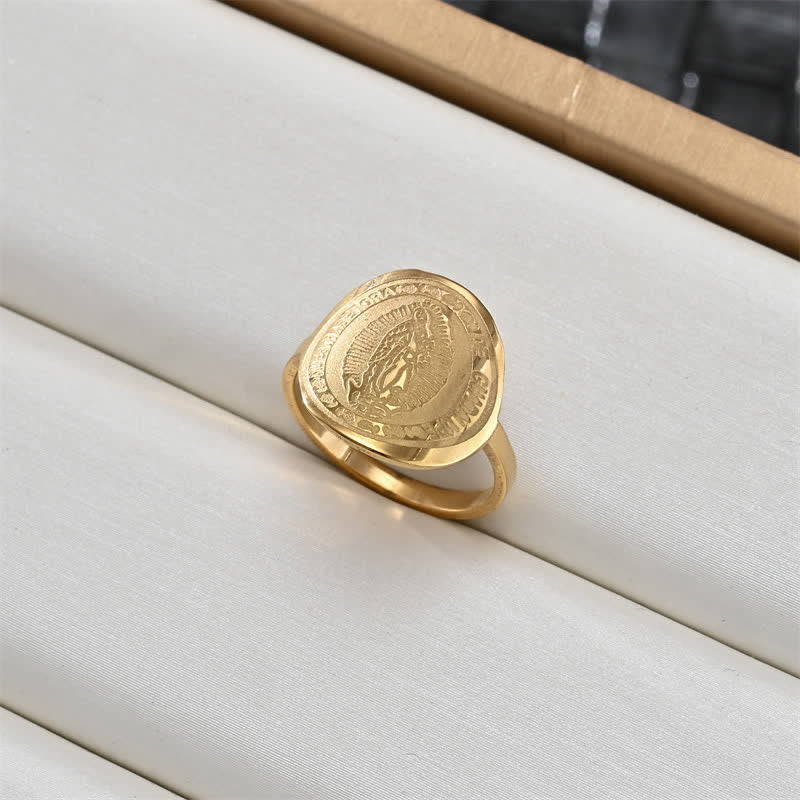 Christianartworkshop Sacred Portrait & Cross Medallion Ring: Emblem of Soft Celestial Protection - Our Lady D - US 12 - image 9