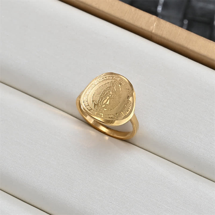 Christianartworkshop Sacred Portrait & Cross Medallion Ring: Emblem of Soft Celestial Protection - Our Lady D - US 12 - image 9