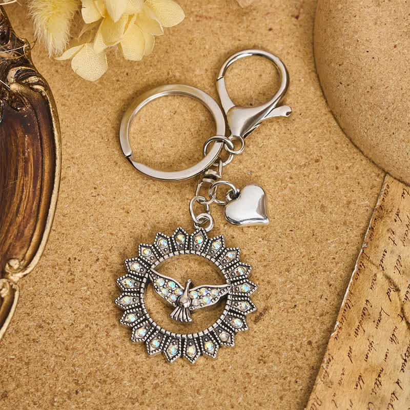 Christianartworkshop Vintage Rhinestone Holy Spirit Keychain: Symbol of Quiet Devotional Calm - Holy Spirit - image 0