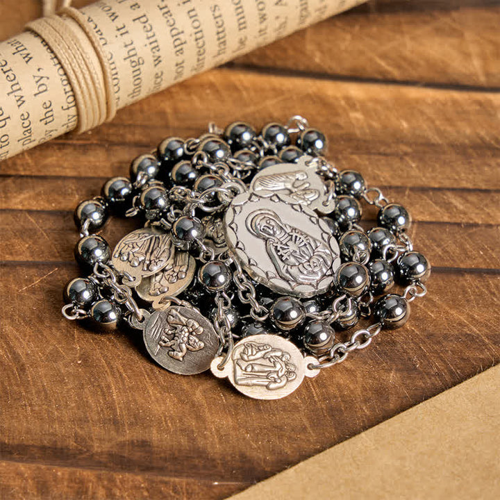 Christianartworkshop Our Lady of Sorrows Hematite Rosary Set: Emblem of Soft Heavenly Blessing - image 3