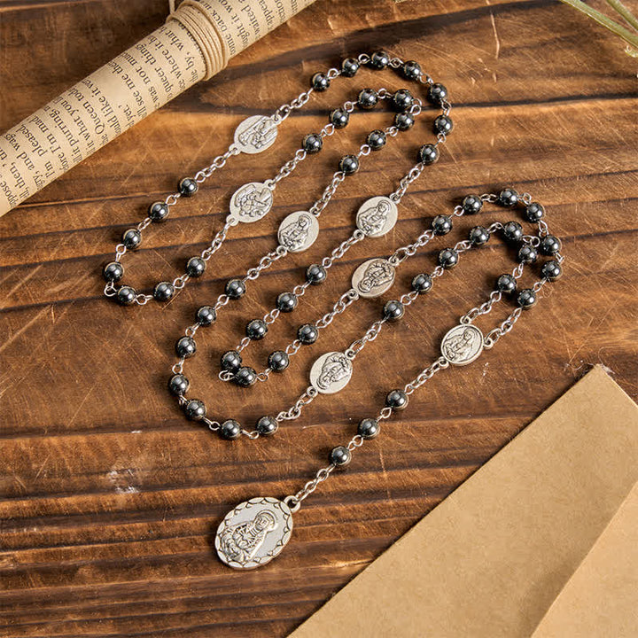 Christianartworkshop Our Lady of Sorrows Hematite Rosary Set: Emblem of Soft Heavenly Blessing - Our Lady - image 0