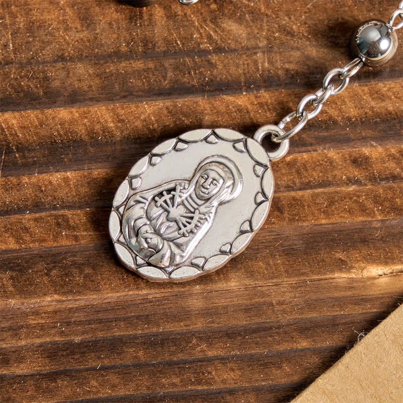 Christianartworkshop Our Lady of Sorrows Hematite Rosary Set: Emblem of Soft Heavenly Blessing - image 4