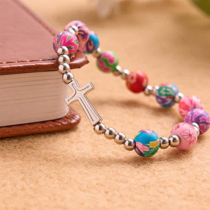 Christianartworkshop Floral Pattern Bracelet With Cross & Holy Spirit: Carrier Of Soft Divine Shelter - image 3