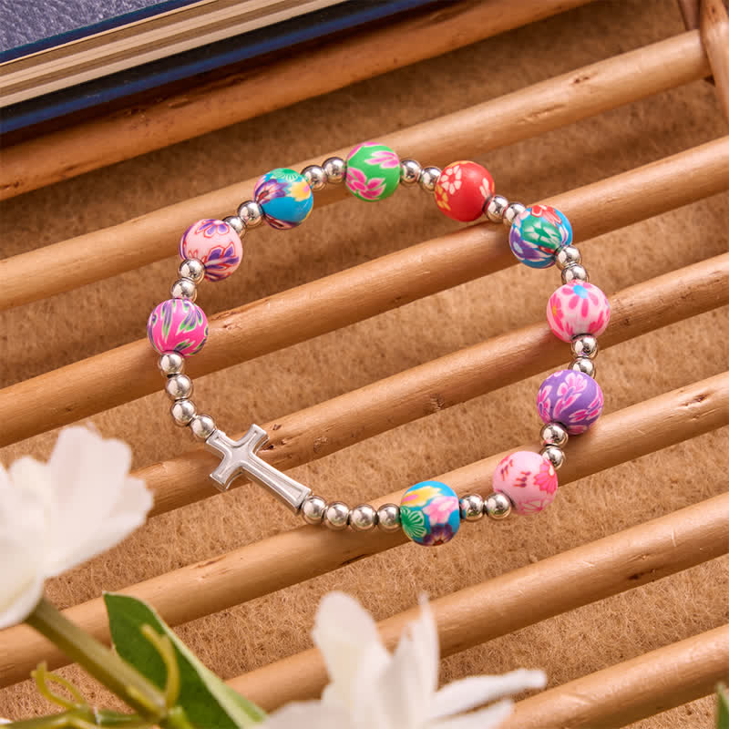 Christianartworkshop Floral Pattern Bracelet With Cross & Holy Spirit: Carrier Of Soft Divine Shelter - Cross - image 1