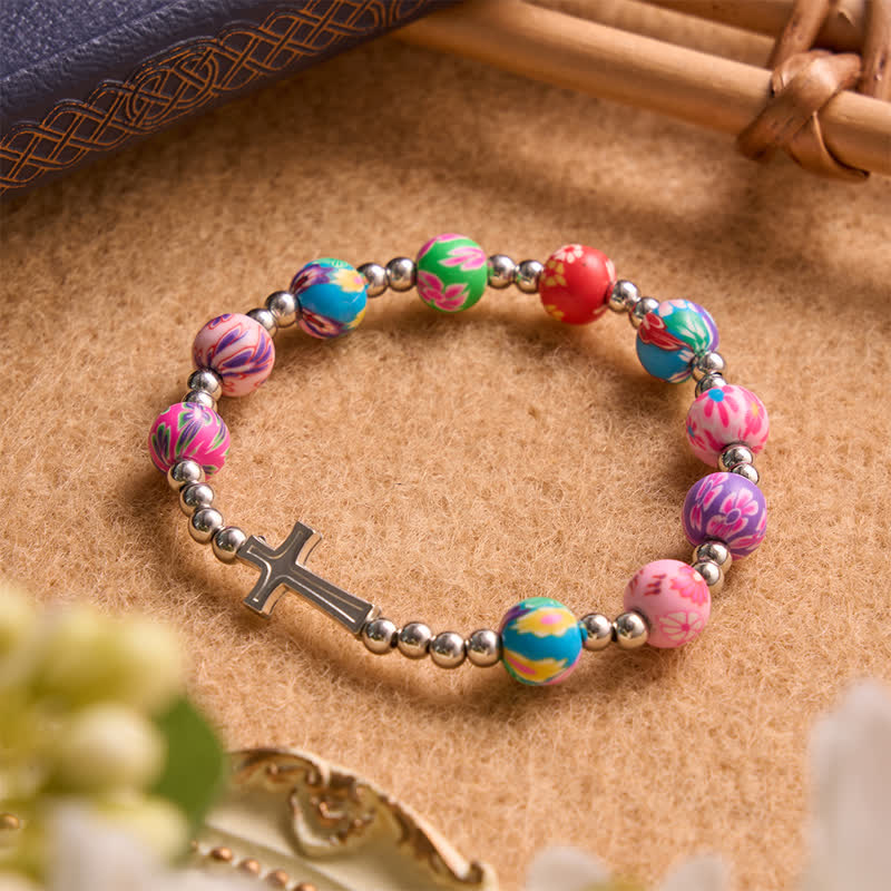 Christianartworkshop Floral Pattern Bracelet With Cross & Holy Spirit: Carrier Of Soft Divine Shelter - image 4