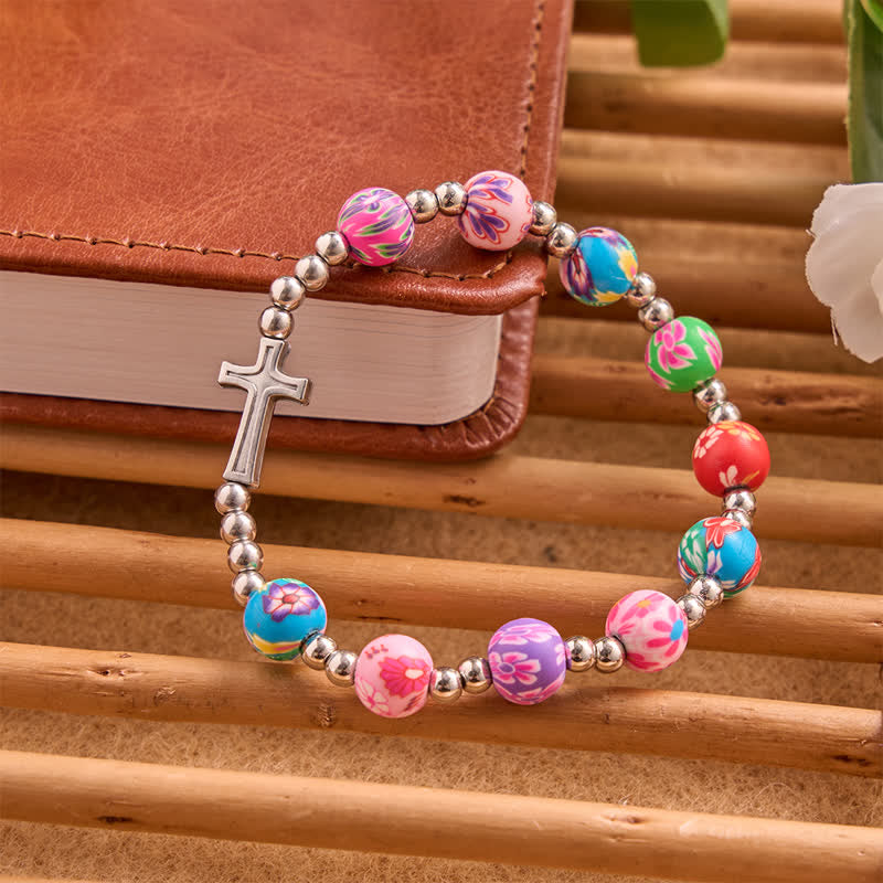 Christianartworkshop Floral Pattern Bracelet With Cross & Holy Spirit: Carrier Of Soft Divine Shelter - image 5