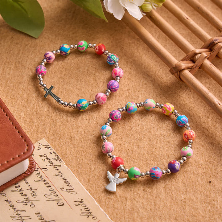 Christianartworkshop Floral Pattern Bracelet With Cross & Holy Spirit: Carrier Of Soft Divine Shelter - image 0