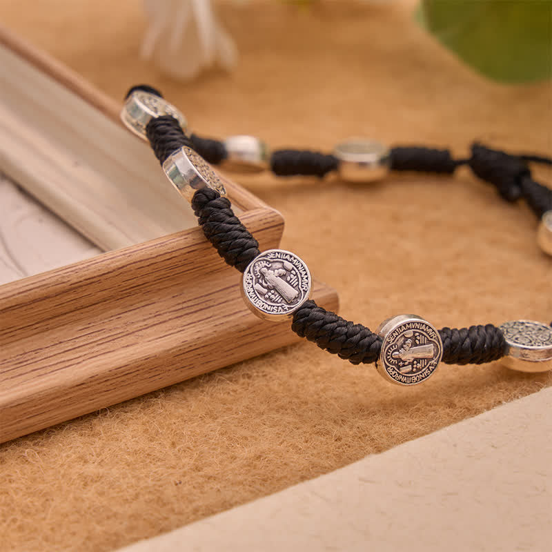 Christianartworkshop Deep Tone Cord St. Benedict Alloy Medallion Bracelet: Sign Of Resolute Sacred Shelter - image 4