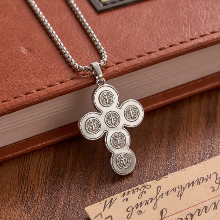 Christianartworkshop St. Benedict Four‑Way Cross Copper Necklace: Emblem Of Abiding Heavenly Shelter - Silver - image 5