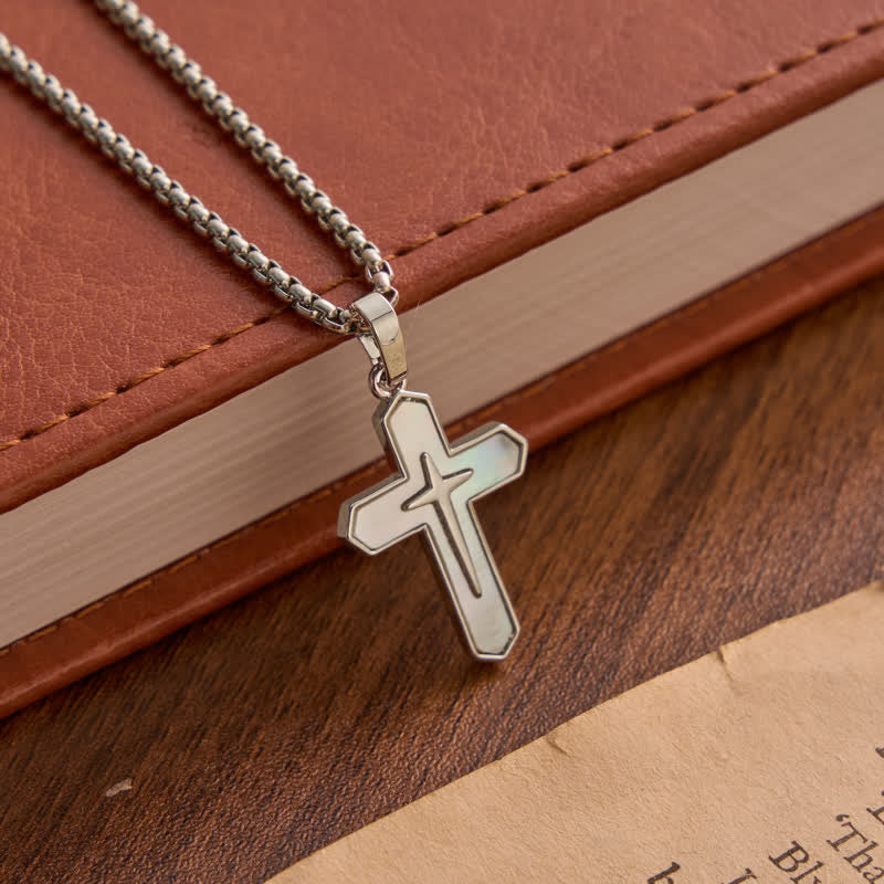 Christianartworkshop Refined Polished Copper Cross with Shell Inlay: Mark of Steady Heavenly Shelter - Silver - image 5