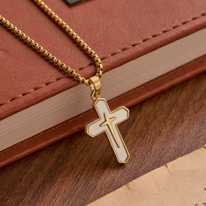 Christianartworkshop Refined Polished Copper Cross with Shell Inlay: Mark of Steady Heavenly Shelter - Golden - image 2