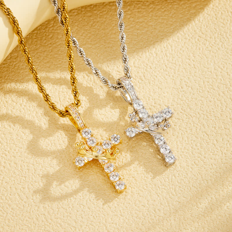 FREE Today: Fully Paved Shining Cross With Crown Accent: Charm of Radiant Heavenly Radiance - image 0