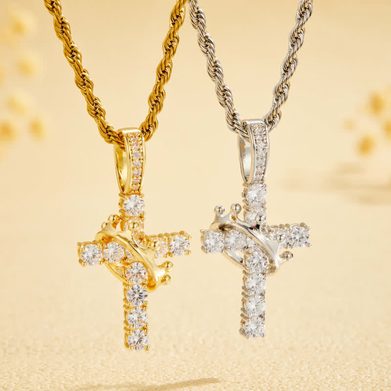 FREE Today: Fully Paved Shining Cross With Crown Accent: Charm of Radiant Heavenly Radiance - image 1
