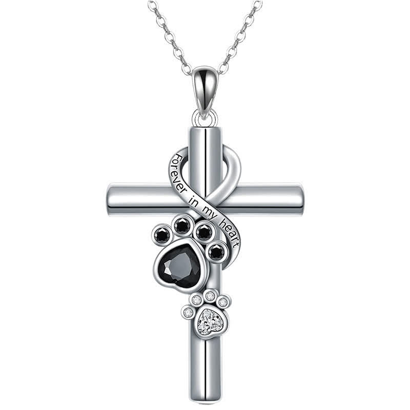 Christianartworkshop Paw Print Memorial Alloy Cross Necklace: Emblem Of Tender Heavenly Remembrance - Cross - image 0